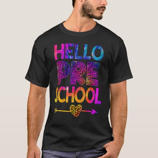 ハロープリショールヒョウ絞り染め先生バックS Tシャツ (正面)