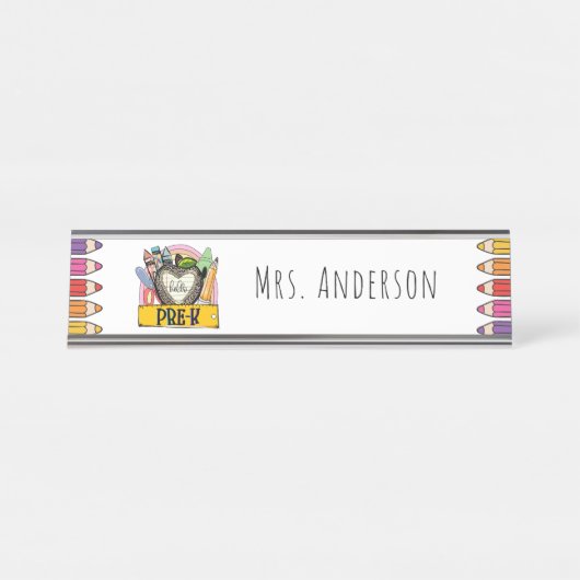 ハロープリスクール先生ギフトデスク名プレート デスクネームプレート (正面)