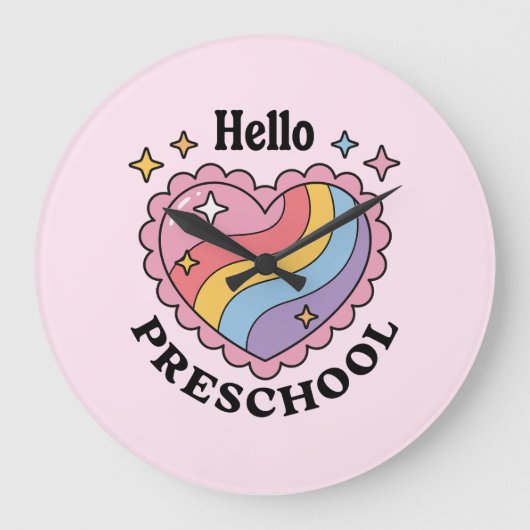 ハロープリスクール | 新学期保育園 ラージ壁時計 (正面)