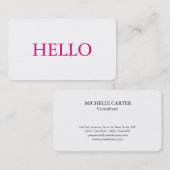 ハロープレーンシンプルクリーンピンクホワイトプロフェッショナル 名刺 (正面/裏面)