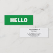 ハロープレーンシンプルグリーンホワイトプロフェッショナル スキニー名刺 (正面/裏面)