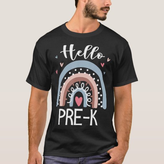 ハロープレKおもしろいボホレインボー新学期 Tシャツ (正面)