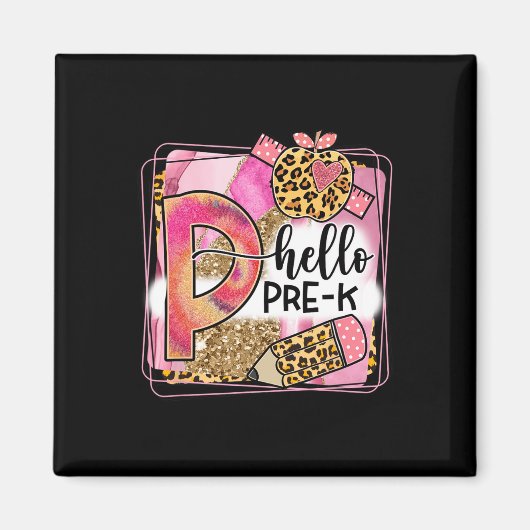 ハロープレKチームプレK新学期先生ガールズ マグネット (正面)