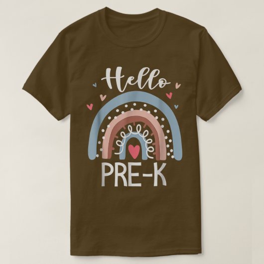 ハロープレKボホおもしろいレインボー新学期 Tシャツ (デザイン正面)