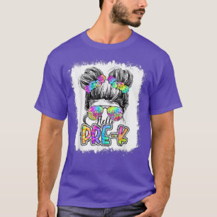 ハロープレK Messy Bun女の子の絞り染めカワイバックSに Tシャツ