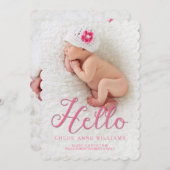 ハローベイビーガールドリーム誕生アナウンスフォトカード 案内状 (正面/裏面)