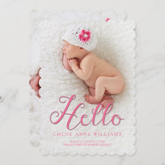 ハローベイビーガールドリーム誕生アナウンスフォトカード 案内状 (正面/裏面)