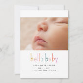 ハローベビーかわいいカラフル新生児 案内状 (正面)