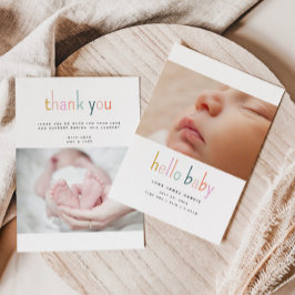 ハローベビーかわいいカラフル新生児 案内状