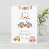 ハローベビーかわいい車の服&トイベビーシャワー 招待状 (スタンド正面)