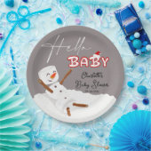 ハローベビーかわいい雪だるまベビーシャワー ペーパープレート (パーティー)