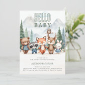 ハローベビーアドベンチャーウッドランド動物ベビーシャワー 招待状 (スタンド正面)