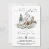 ハローベビーウィンターウッドランドベビーシャワー 招待状 (正面)