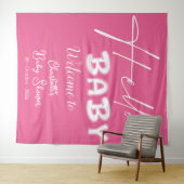 ハローベビーエレガントダークピンク赤ちゃんシャワー背景 タペストリー (インサイチュ(横))