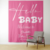 ハローベビーエレガントダークピンク赤ちゃんシャワー背景 タペストリー (インサイチュ)