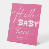 ハローベビーエレガントダークピンク赤ちゃんシャワー 台座サイン (正面)