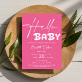 ハローベビーエレガントダークピンク赤ちゃんシャワー 招待状