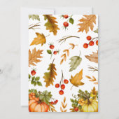 ハローベビーカボチャの葉の秋の赤ちゃんシャワー 招待状 (裏面)