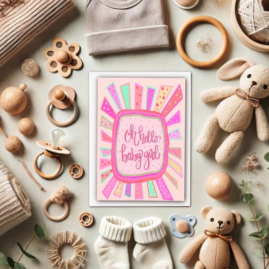 ハローベビーガールかわいいピンクモダンクお洒落 カード