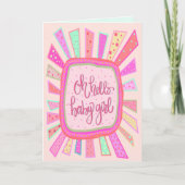 ハローベビーガールかわいいピンクモダンクお洒落 カード (正面)