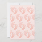 ハローベビーガールピンク足ベビーシャワー 招待状 (裏面)