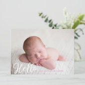 ハローベビーガールフォトシンプル誕生 案内状 (スタンド正面)