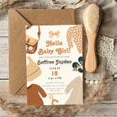 ハローベビーガール服レトロ自然ベビーシャワー 招待状