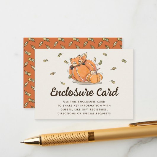 ハローベビーキツネ秋の赤ちゃんシャワー表示シャワー エンクロージャーカード (正面/裏面インサイチュ)