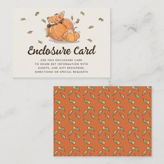ハローベビーキツネ秋の赤ちゃんシャワー表示シャワー エンクロージャーカード (正面/裏面)