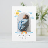 ハローベビーサンクラウドレインボー写真ありがとう サンキューカード (スタンド正面)