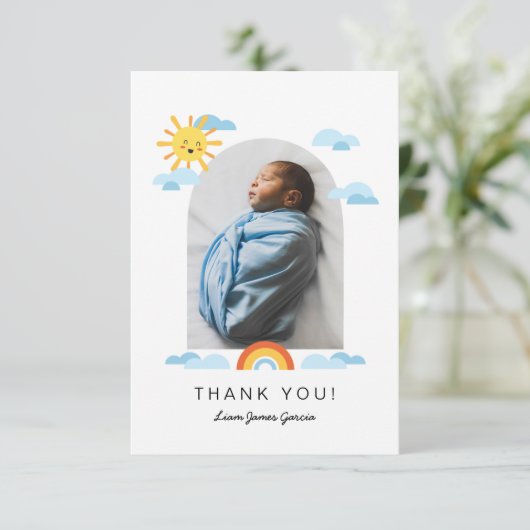 ハローベビーサンクラウドレインボー写真ありがとう サンキューカード (スタンド正面)