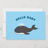 ハローベビーシャワーグレイ海の下のホエールブルー サンキューカード (裏面)