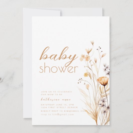 ハローベビーシャワーパーティの招待状テンプレートホワイト 招待状 (正面)