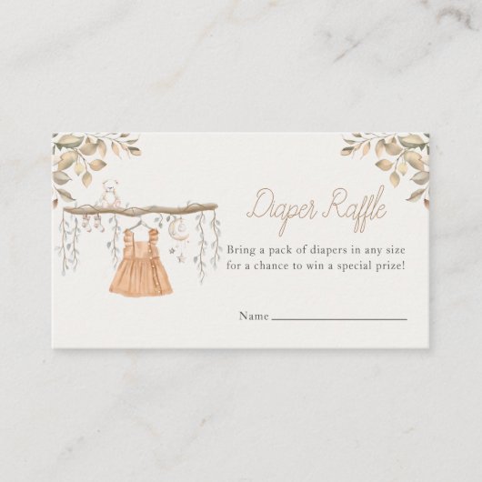 ハローベビーシャワーボホ服女おむつラッフル エンクロージャーカード (正面)