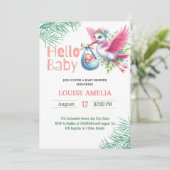 ハローベビーストークデリバリーガールベビーシャワー 招待状 (スタンド正面)