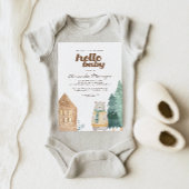 ハローベビースノーベアー水彩赤ちゃんシャワー 招待状