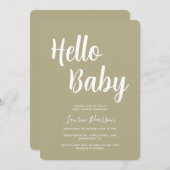 ハローベビーセージ緑ベビーシャワー招待状 招待状 (正面/裏面)