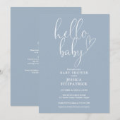 ハローベビーダスティブルーボーイオールインワンベイビーシャワー 招待状 (正面/裏面)