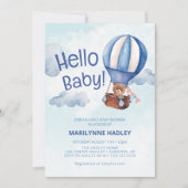 ハローベビーテディベアブルーシャワー 招待状 (正面)
