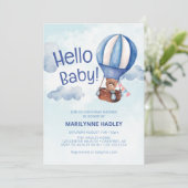 ハローベビーテディベアブルーシャワー 招待状 (スタンド正面)