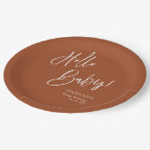 ハローベビーテラコッタボヘミアン自然ベビーシャワー ペーパープレート (アングル)