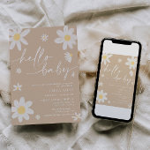 ハローベビーデイジーベージュベビーシャワー招待状 招待状