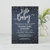 ハローベビーデニムダイアモンズニュートラルベビーシャワー 招待状 (スタンド正面)