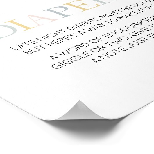 ハローベビーニュートラルミニマリストレイトナイトおむつ ポスター (角)