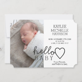 ハローベビーハート女子の誕生発表 案内状