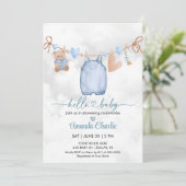 ハローベビーバレンタインのブルーボーイ赤ちゃんシャワー 招待状 (スタンド正面)