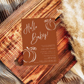 ハローベビーパンプキンテラコッタボヘミアンベビーシャワー 招待状