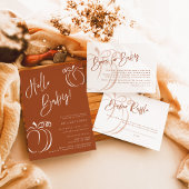 ハローベビーパンプキンテラコッタボヘミアンベビーシャワー 招待状