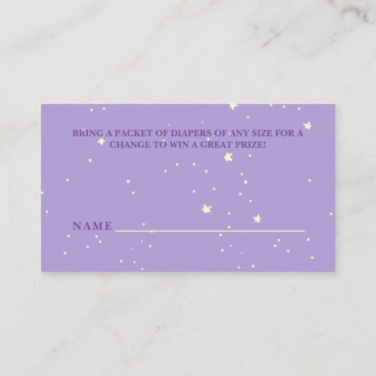 ハローベビーパープルドリームおむつラッフルベビーシャワー エンクロージャーカード (裏面)