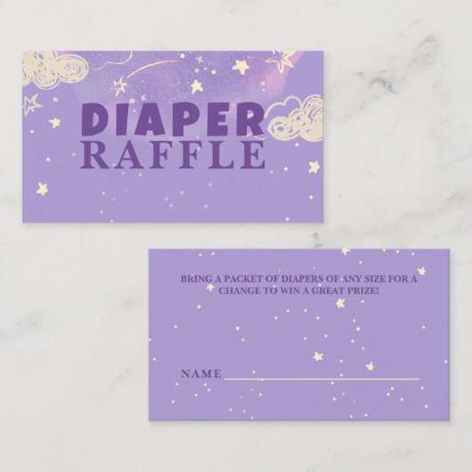 ハローベビーパープルドリームおむつラッフルベビーシャワー エンクロージャーカード (正面/裏面)